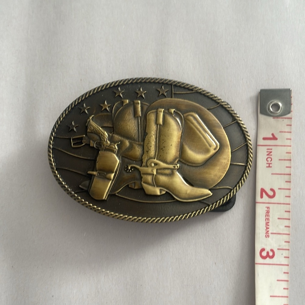 Montana Silversmiths Flag w Boots & Hat Belt Buckle - Picture 5 of 5
